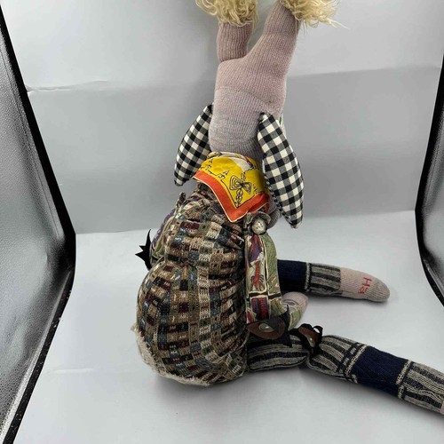 Vintage Handmade Plush Large Sock Ozzie Long Hightower Scrap Unique Toy Patch - Picture 9 of 13