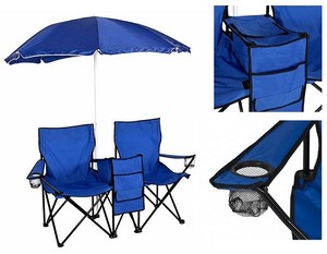 Beach Umbrella With Double Chairs Set Folding Camping Portable Image Is Loading Beach Umbrella With Double Chairs Set Folding Camping