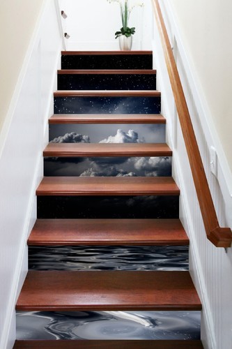 3D Clouds Stars 944 Stair Risers Decoration Photo Mural Vinyl Decal Wallpaper - 第 1/5 張圖片