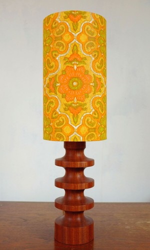 Pantalla de Papel Original Años 70 - Retro, Tambor 15cm, Amarillo, Naranja - Imagen 2 de 7