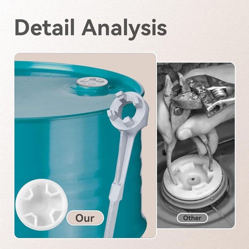 Paquete de 1 llave de barril de tambor de aluminio para apertura de tambor de 10 15 20 30 55 galones - Imagen 9 de 14