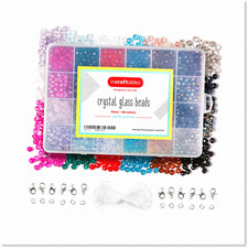 1200pcs Premium Assorted Bicone Crystal Beads - 24 Colors. Vibrant Bulk Faceted