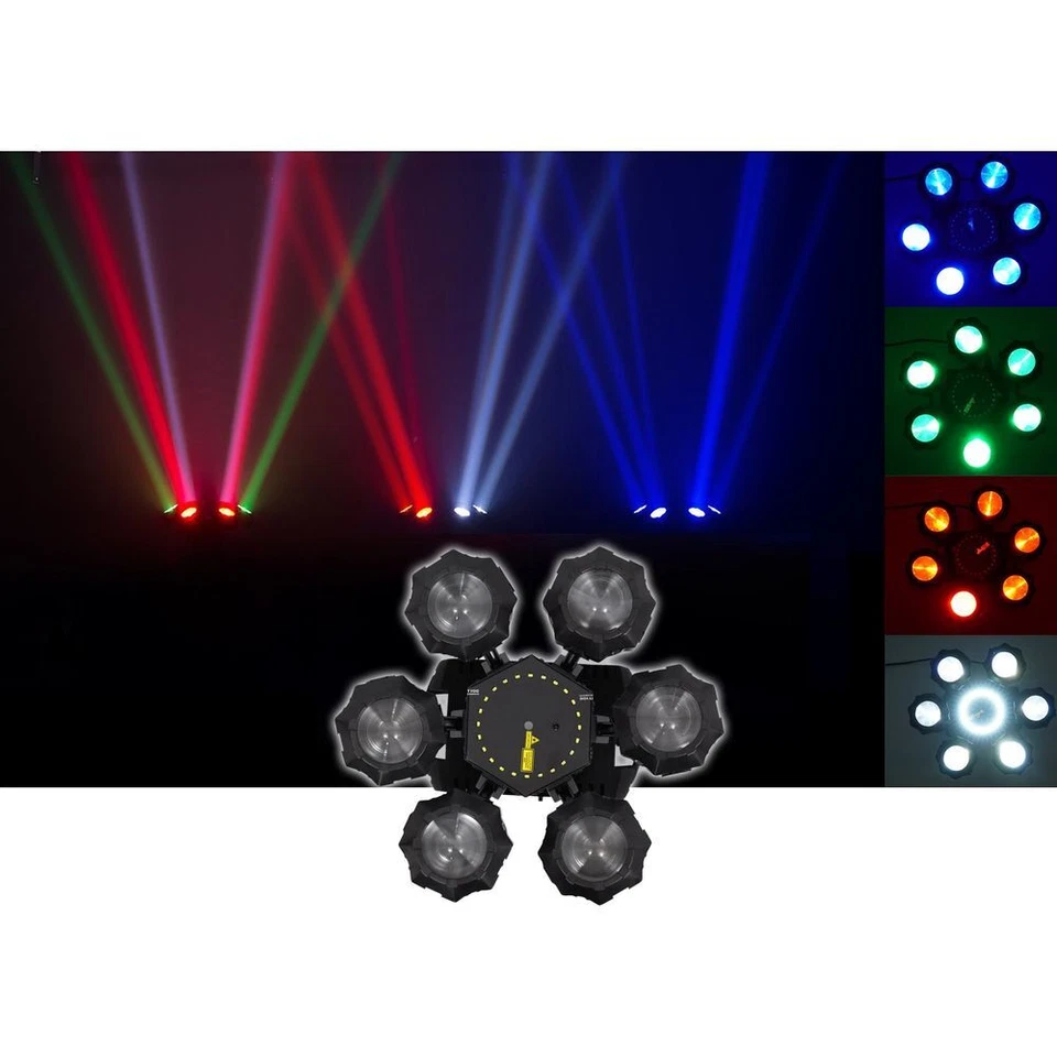 (2) Chauvet DJ Helicopter Q6 DMX Rotating Dance Floor Lights+Remote+Bags+Cables - Image 3 of 4