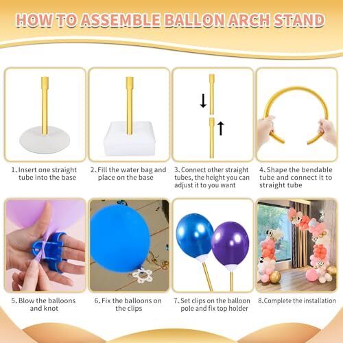 8.2ft & 6ft Balloon Arch Kit Free Bending Shape Half Balloon Arch Stand with - Picture 6 of 7