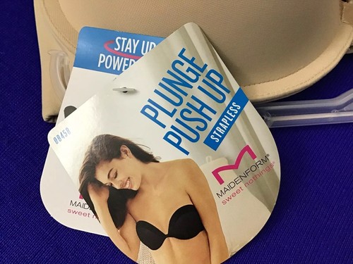 NUEVO Sujetador Push Up Multiway Sin Tirantes Maidenform Talla 36D Nuevo con Etiquetas Beige (C18-1) - Imagen 2 de 7