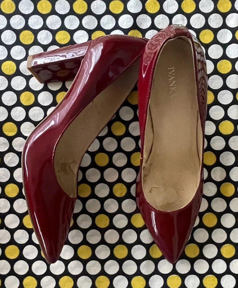 Zapatos de salón Ivanka Trump LYSA charol rojo talla 6M tacón bloque sin cordones Foto 2 de 4