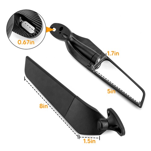 Pair Winglet Stealth Rearview Wind Wing Mirrors for Yamaha YZF R25 R3 2016-2024 - Picture 3 of 8