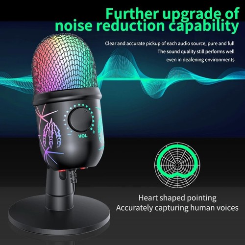 FIFINE USB RGB Condenser Microphone for PC Gaming Streaming Podcast Videos PS4/5 - Picture 3 of 6
