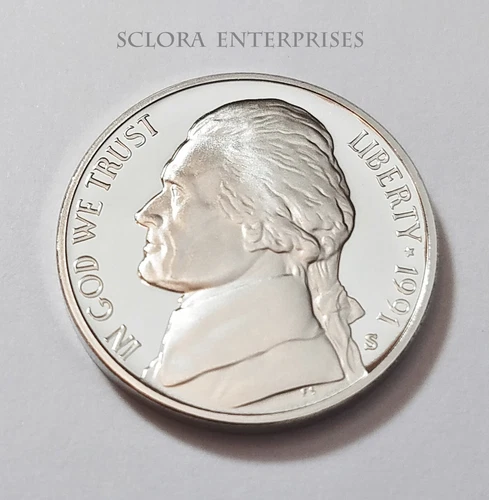 Photo of a 1991-S Jefferson Nickel Proof from an eBay listing that sold on Jul 16, 2026