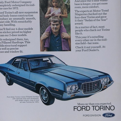 1972 Ford Gran Torino Vintage Blue Original Print Ad-8.5 x 11 " - Picture 2 of 5