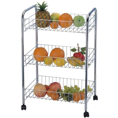 3 Ebenen Obstwagen Korb Regal Küche Aufbewahrung Gemüsewagen Rad Roller Zum Selbermachen