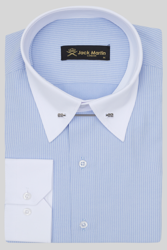 Jack Martin - Mens Striped Button Up Long Sleeve Pin Collar Dress Shirts For Men - Picture 8 of 28