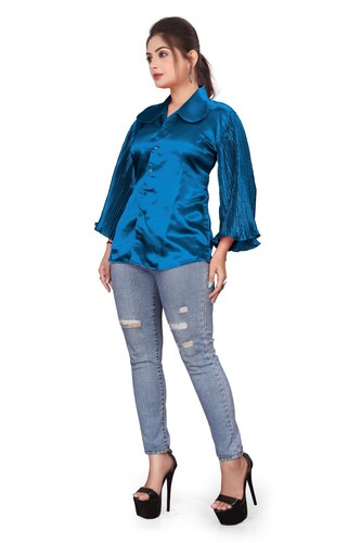 Top corto satinado con botones cuello en V para mujer/niña ropa de oficina SP4 - Imagen 213 de 250