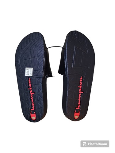 Champion IPO Collegiate Sandalen Pantoletten Herren Größe 8 schwarz scharlachrot gold NEU - Bild 3 von 4