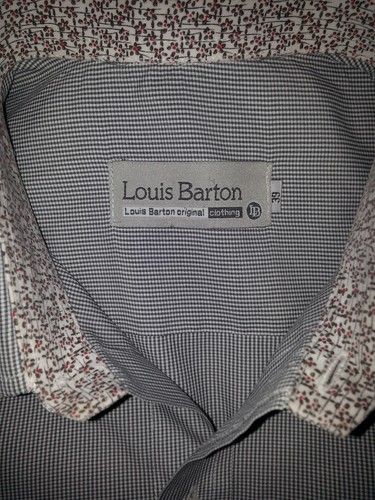 LOUIS BARTON Mens Long Sleeve Button Front Shirt Size 39 Medium Gray White Blend - Picture 8 of 8