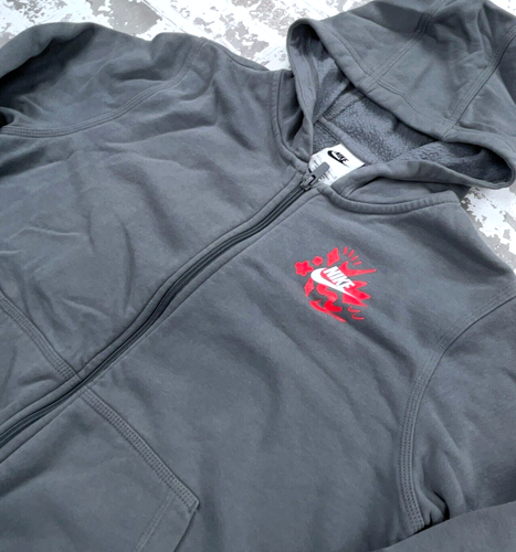Nike Hoodie Girls Large Gray Red Sweatshirt Sweater Shoebox Logo Youth Kids - Picture 5 of 11