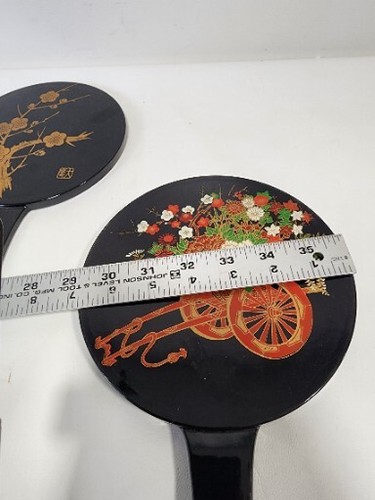 Lack Doppel Handspiegel Japan Satz Set handbemalt Vintage - Bild 8 von 17
