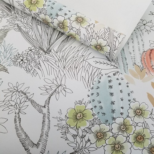 York Outdoors Flowering Desert Cactus Boho Kids Nursery Gray Pink Wallpaper - Picture 10 of 33