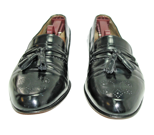 Sz 10 D BALLY Men's Shoes Tassel Medallion Loafers Black Leather MADE IN ITALY - Picture 3 of 19
