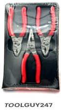 SNAP ON TOOLS USA PL344BCF 3 Piece Slip Joint Pliers Set Red Soft Grip NEW