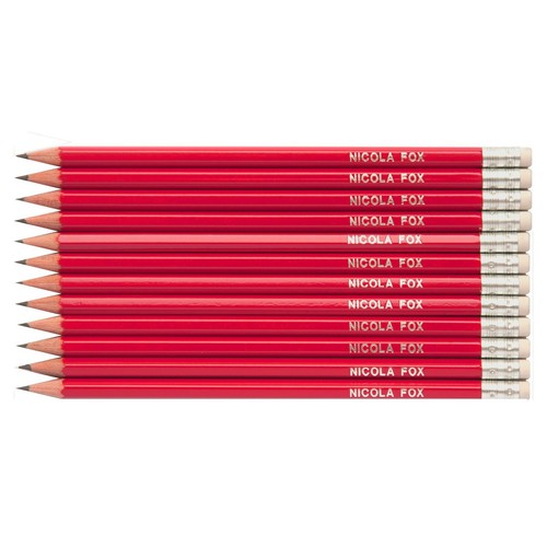 Block Pencil Case with 12 Colouring & 12 matching Personalized Pencils - Red - Afbeelding 7 van 12