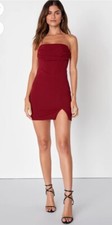 Lulus Flair for Flirting Womens Burgundy Strapless Mini Dress Size Large