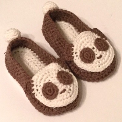 Crochet Baby Booties Baby Shoes Panda - Unisex - Size M (3-6 months)