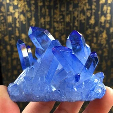 Natural Aura Quartz Cluster Healing Crystal Point Titanium VUG Specimen Rock