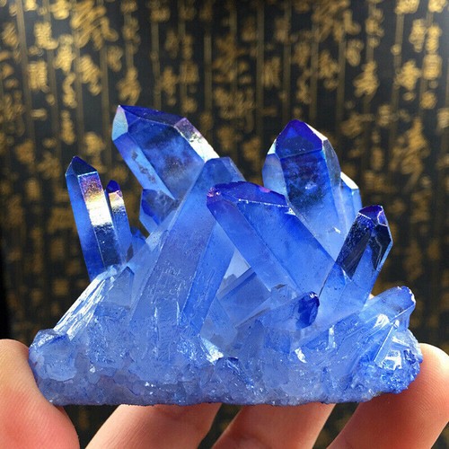 Natural Aura Quartz Cluster Healing Crystal Point Titanium VUG Specimen Rock - Picture 20 of 22