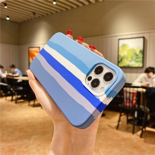 Phone Case For iPhone 12 Pro Max 11 XS XR 7 8 Plus Rainbow Liquid Silicone Cover - Picture 6 of 15