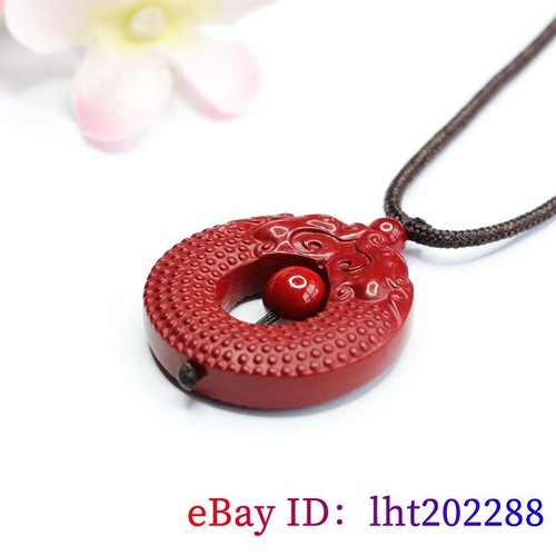 Cinnabar Dragon Pendant Natural Luxury Energy Jewelry Charms Necklace Gemstones - Picture 6 of 9