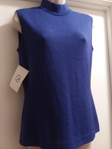 NUEVO CON ETIQUETAS Camisa St John Collection Marie Gris 6 Santana Tejida Sin Mangas Cuello Simulado A112 - Imagen 1 de 7