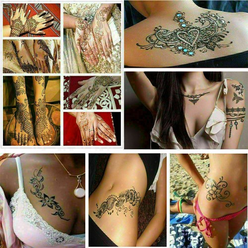 12x Henna Tattoo Natural Paste Kegel Rot Braun No Mix No PPD 300g Golecha  - Bild 5 von 7