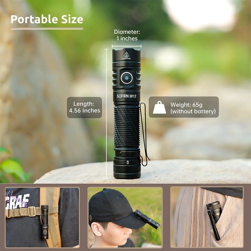 Sofirn SR12 EDC Flashlight 1450LM Powerful Light SFT25R LED 18650 USB C Recharge - Picture 7 of 11
