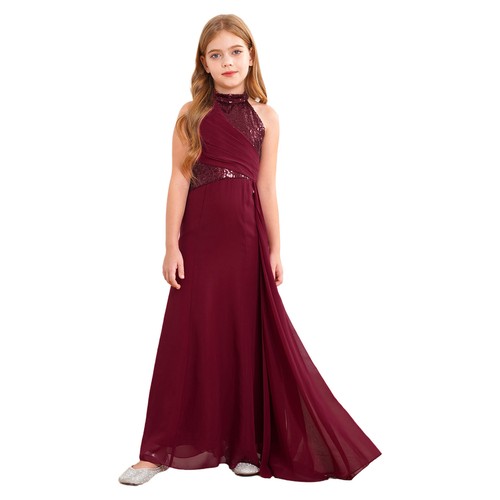 Kid Girls Dress Banquets Dresses Long Sundress Sleeveless Costume Sequin Lace - Bild 10 von 71