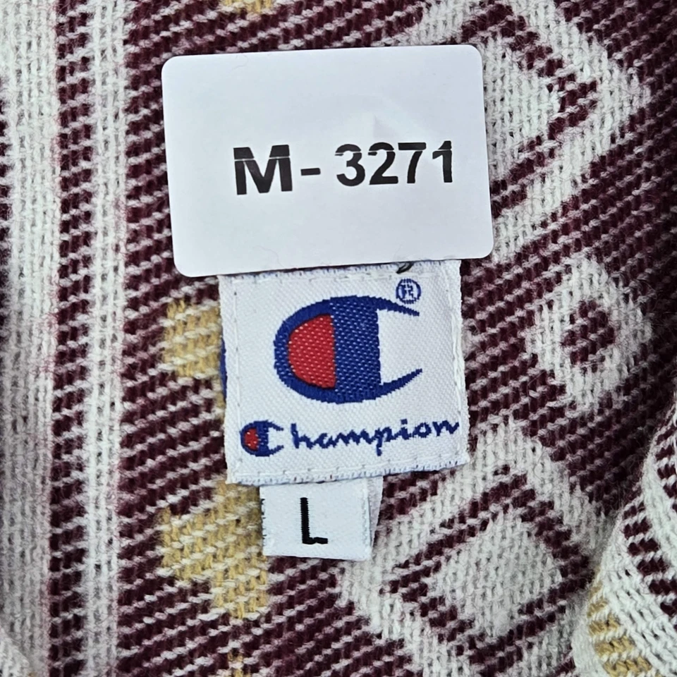 Champion Boy Button Up Shirt L Burgundy Geometric Long Sleeve Aztec - Image 2 of 4