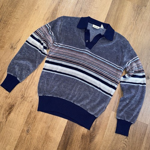 Velour Classics Shirt Terry Cloth Vintage Disco Skate Hipster Striped Mens Small