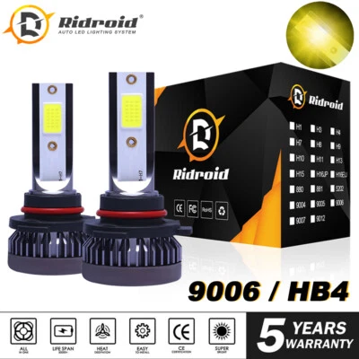 RIDROID 9006 HB4 LED Hedlight Low Beam Fog Light 3000K Golden Yellow 22000LM High Power