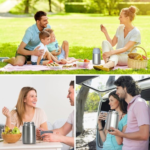 Thermobehälter für Essen Edelstahl thermo Lunchbox Henkelmann heiß & kalt 650ml - Bild 15 von 21