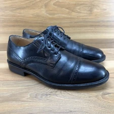Johnston & Murphy Signature Mens 9.5 M Black Sheepskin Leather Oxfords Dress