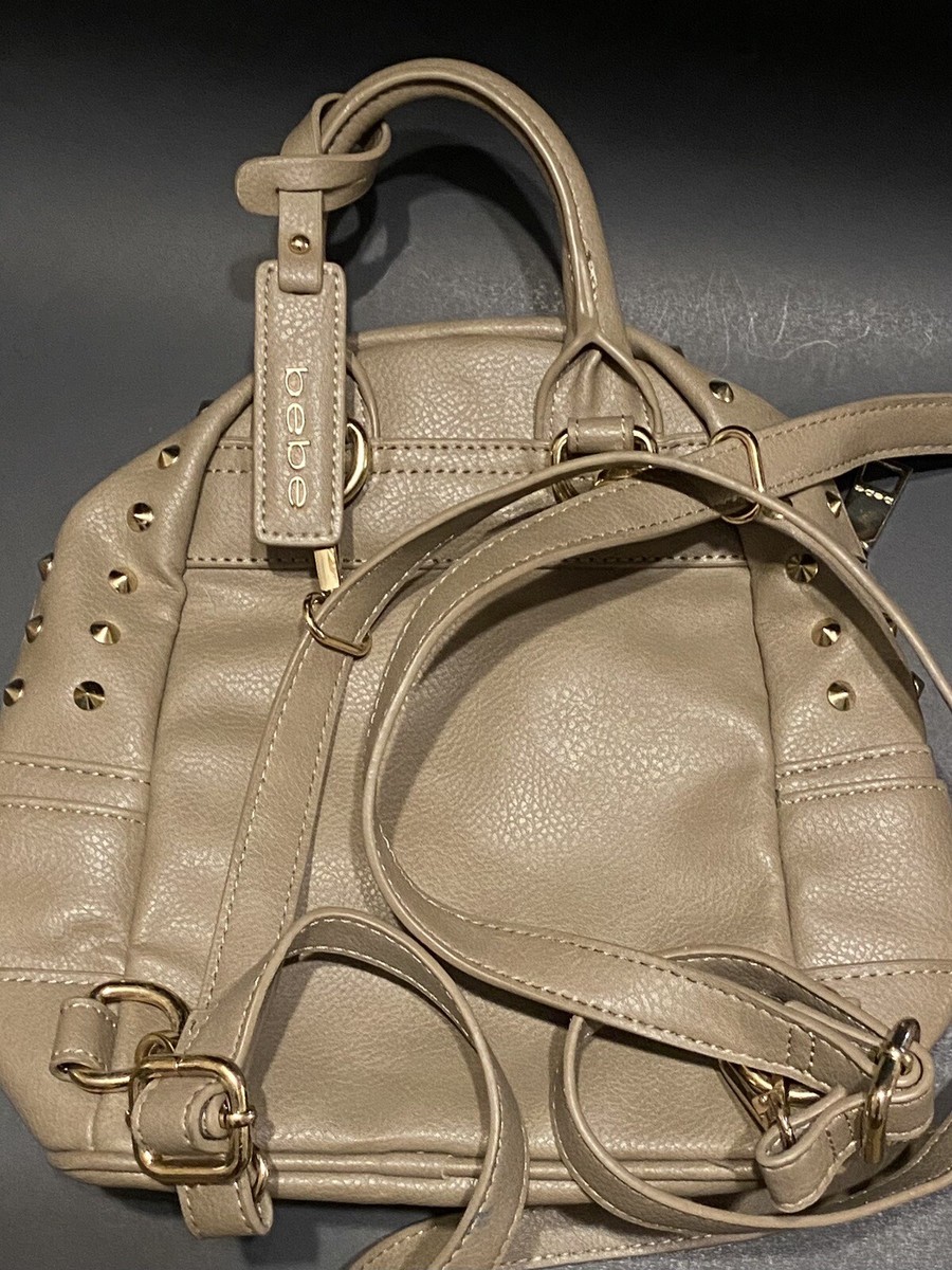 Bebe Small Mini Tan Backpack Handbag Gold Studded w  display picture 1