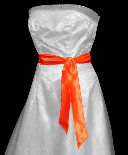NEONORANGE Satin Brautkleid Party Band Schärpe Gürtel Bindeband Brautjungfer Schleife - Bild 4 von 11