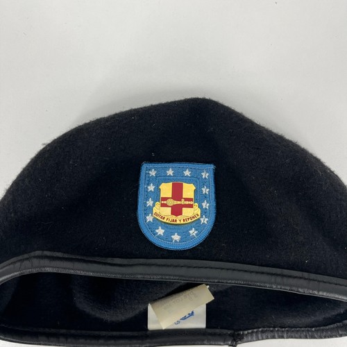 DSCP Wool Beret Hat Men's 7 3/8 Black Made in USA Quitar Fijar Y Reponer - Picture 2 of 5