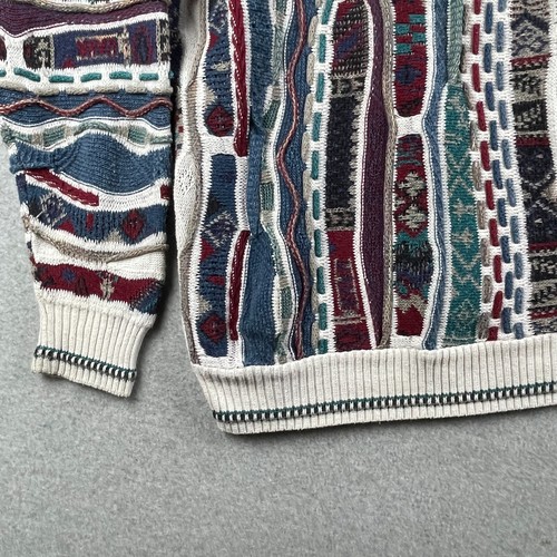 Vintage Alfani Sweater Mens Medium Abstract 3D Knit Coogi Style Grandpa Hiphop - Picture 6 of 8
