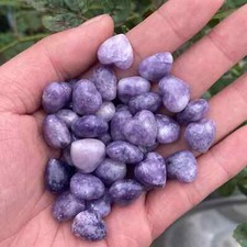 10pc Natural lepidolite Mini Heart hand-carved quartz crystal reiki gift