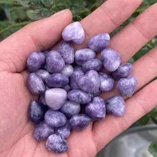 100pc Natural lepidolite Mini Heart hand-carved quartz crystal reiki gift