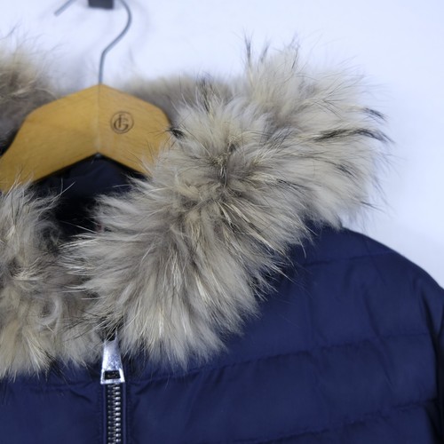 Giubbino Moncler Taglia 3 Piumino Donna Poliestere Blu Piumino Zip Intera Logo - Picture 3 of 7