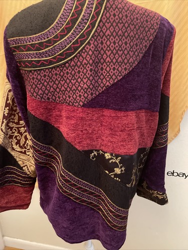Indigo Moon Woman’s Boho Patchwork Design Lightweight Jacket Size Large - Picture 6 of 7