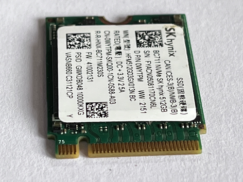 SK Hynix BC711 512GB NVMe PCIe M2 2230 SSD HFM512GDGTNI-82A0A D P/N 0TG8T0 Dell - Afbeelding 6 van 10