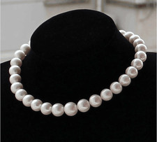 Huge 18"10-11mm Natural South Sea genuine white round pearl necklace AAA